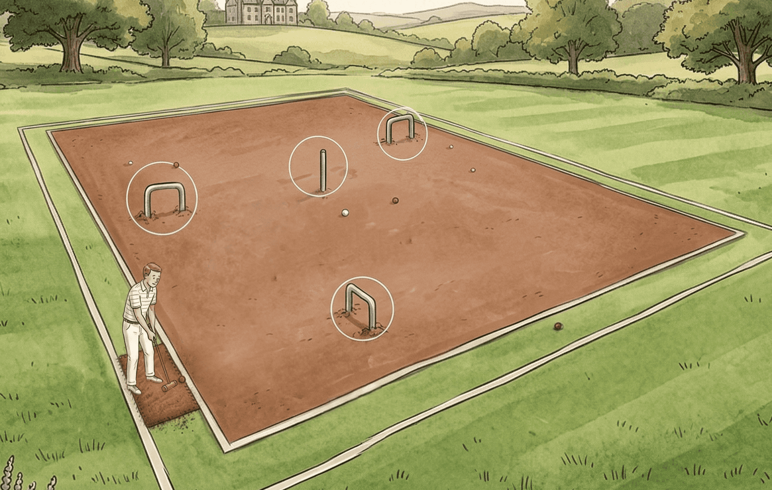 Gateball perspective shot close to ground